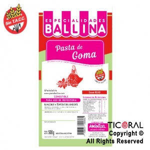 PASTA  BALLINA DE GOMA COLOR ROJO 500GRS x 1